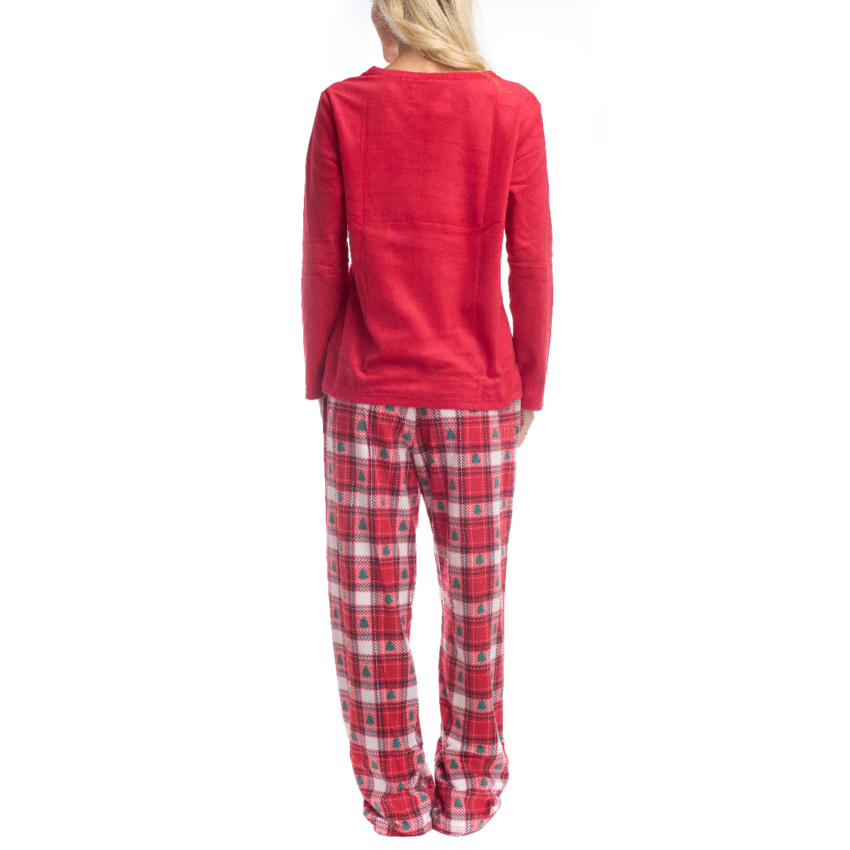 Womens Goodnight Kiss Cozy Up 3pc. Red Plaid Pajama Set