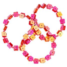 Ashley Cooper(tm) 3 Row Pink Multi Shell/Sequin Stretch Bracelet