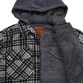 Mens Mountain Ridge Plaid Polar Fleece Jacket - New Black Grey