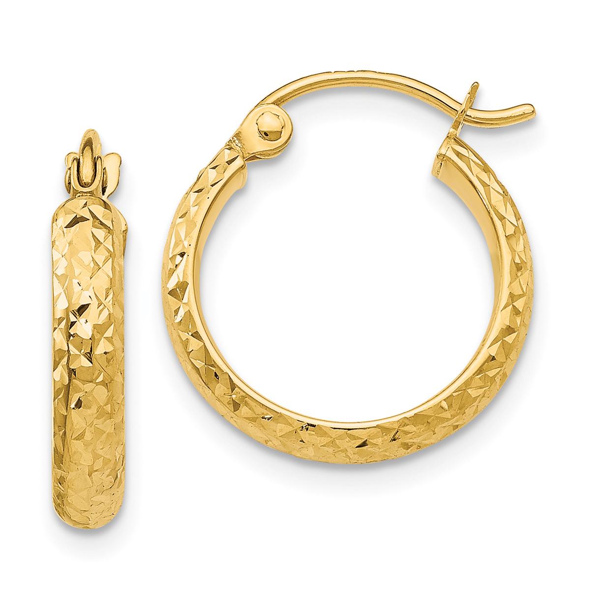 Gold Classics(tm) 14kt. Gold 15mm Diamond Cut Hoop Earrings
