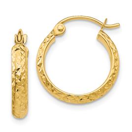 Gold Classics(tm) 14kt. Gold 15mm Diamond Cut Hoop Earrings