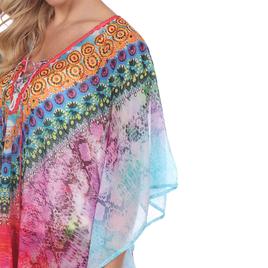 Plus Size White Mark Purple Print Maternity Poncho