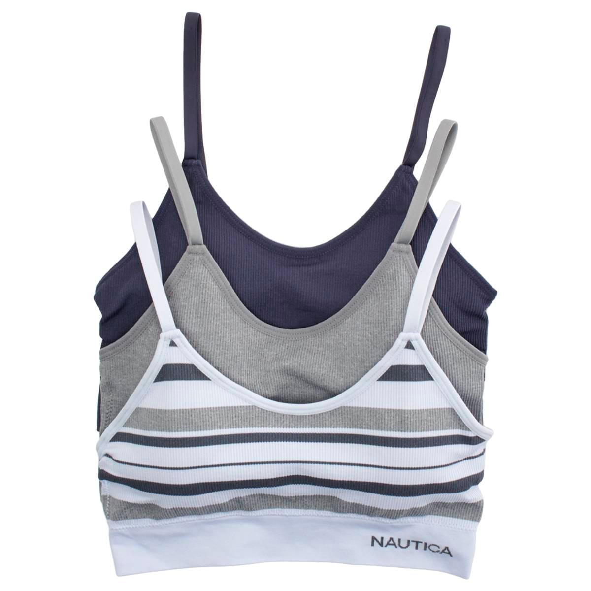 Womens Nautica 3pk. Rib Seamless Lounge Bras w/ Jacquard Logo