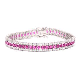 Gianni Argento Lab Pink Sapphire Line Tennis Bracelet
