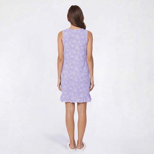 Womens René Rofé® Sleeveless Floral Crinkle Ruffle Hem Dress