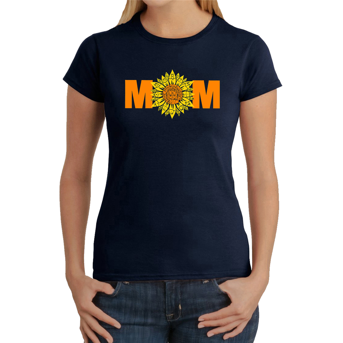 Womens LA Pop Art Mom Sunflower - Word Art T-Shirt