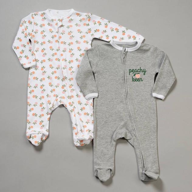 Baby Girl (NB-9M) Tales & Stories 2pk. Peachy-Keen Sleepers