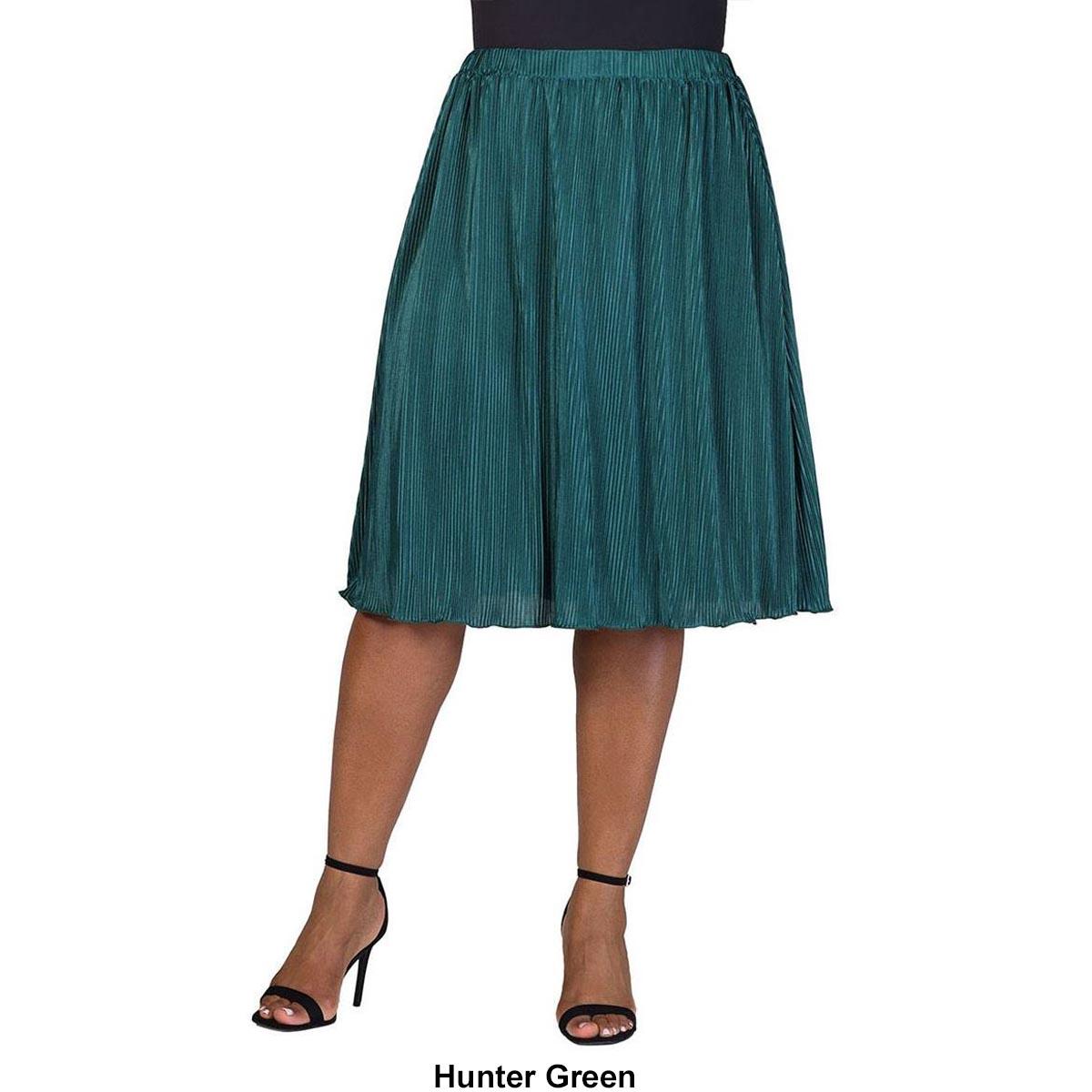 Plus Size 24/7 Comfort Apparel Elegant Accordion Party Midi Skirt