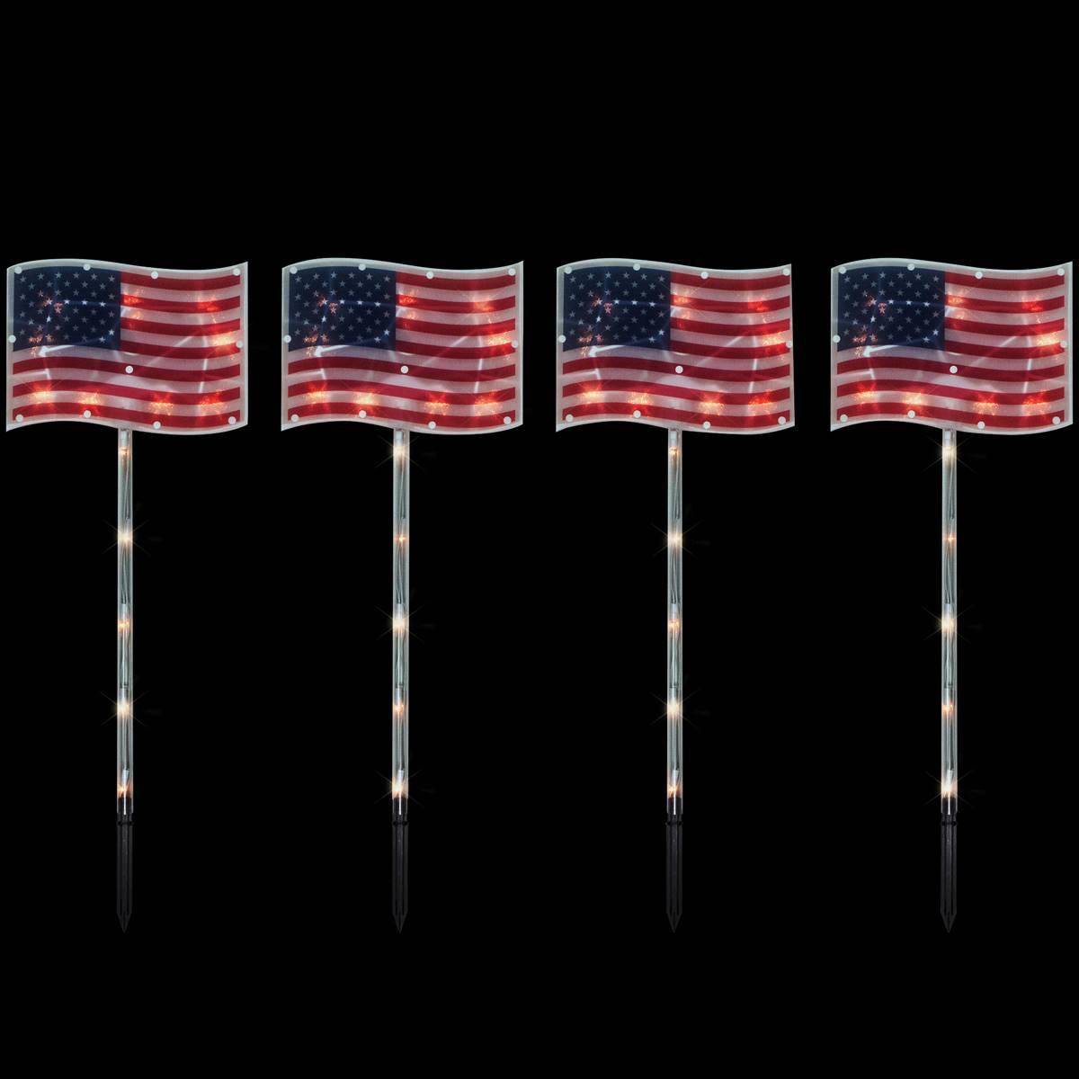 Northlight Seasonal American Flag Lawn Stakes - 4 Count