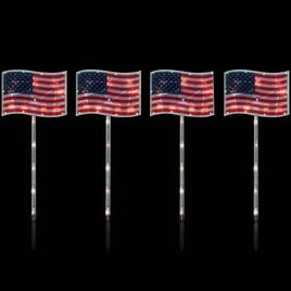 Northlight Seasonal American Flag Lawn Stakes - 4 Count