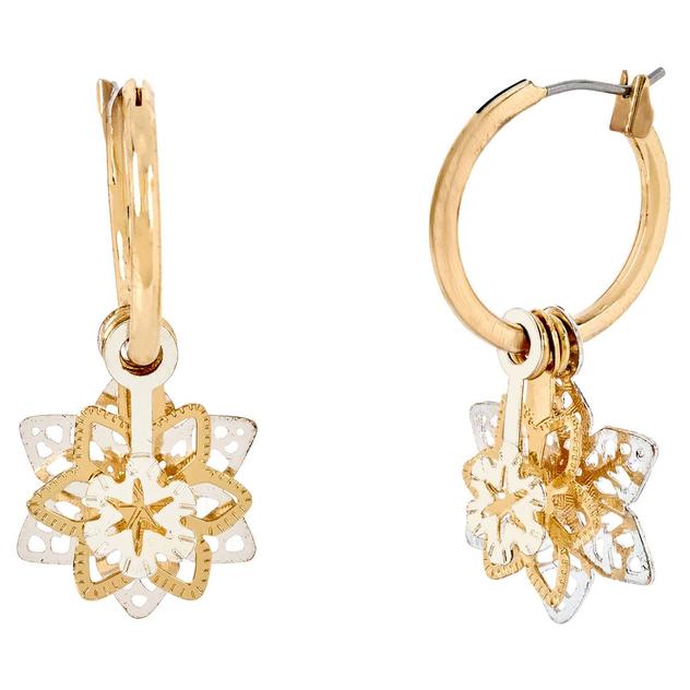 Two-Tone Open 3D Snowflake Earrings