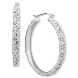 Gloria Vanderbilt Silver-Tone Crystal Hoop Earrings
