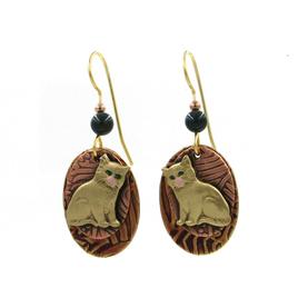Silver Forest Pretty Kitty on Ovals Earrings