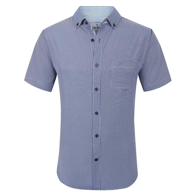 Mens Tom Baine Short Sleeve Check Dress Shirt - Navy/White Check