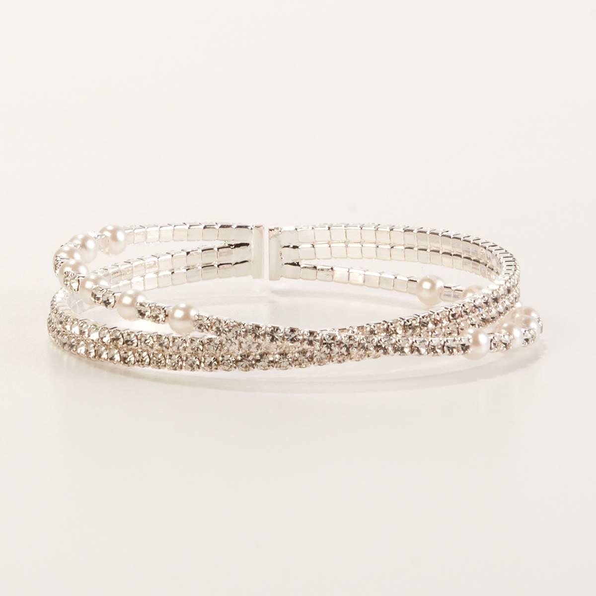Rosa Rhinestones Crossover Mix Rows Bracelet