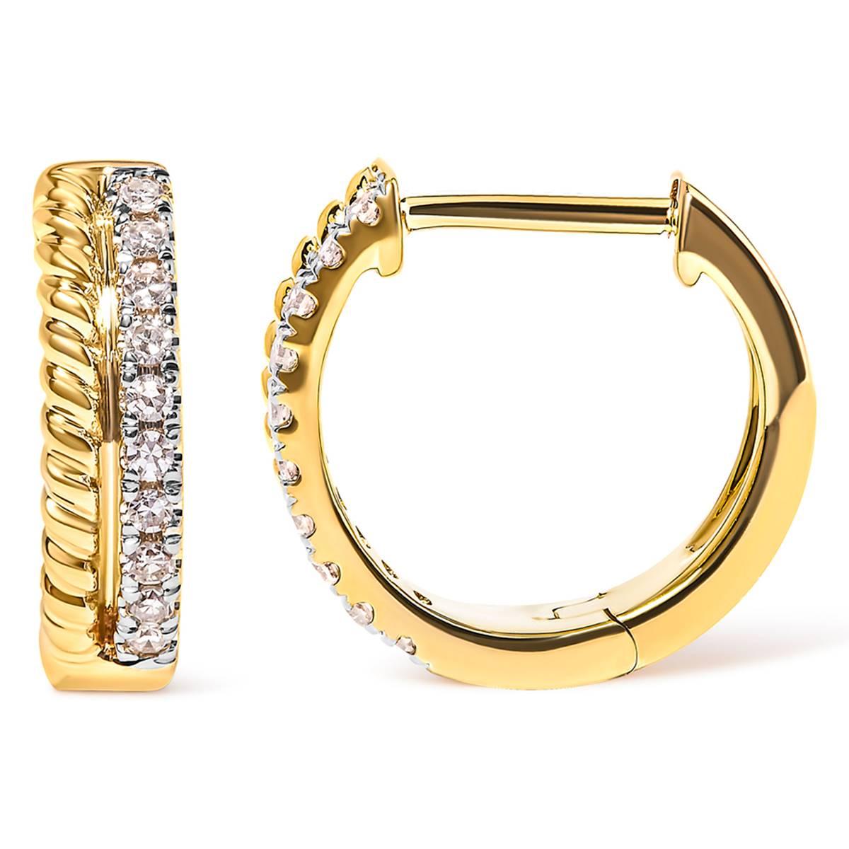 Haus of Brilliance 10kt. Gold 1/10ctw. Diamond Huggy Earrings