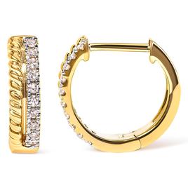 Haus of Brilliance 10kt. Gold 1/10ctw. Diamond Huggy Earrings
