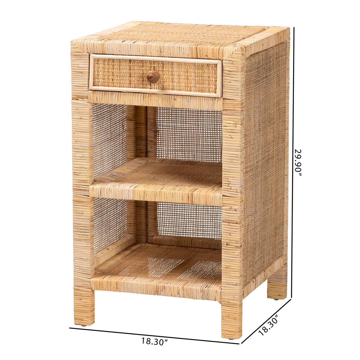 Baxton Studio Bella Brown Mahogany Wood 1-Drawer Nightstand