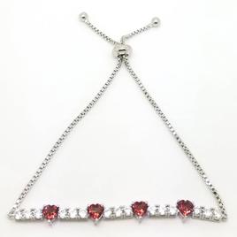 Gianni Argento Silver Garnet & Cubic Zirconia Heart Bracelet