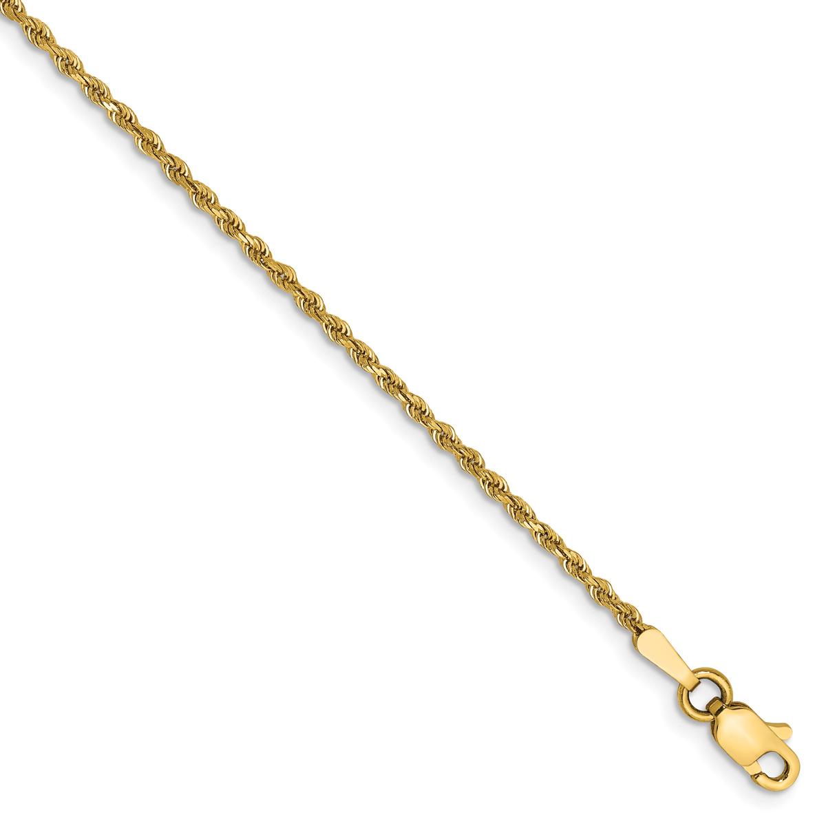 Mens Gold Classics(tm) 1.50mm. 14k Diamond Cut Rope Chain Bracelet
