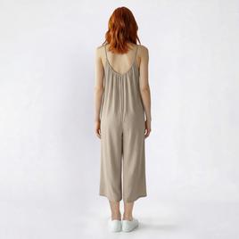 Juniors Hunter & Brown Crosshatch Crop Jumpsuit with Pockets