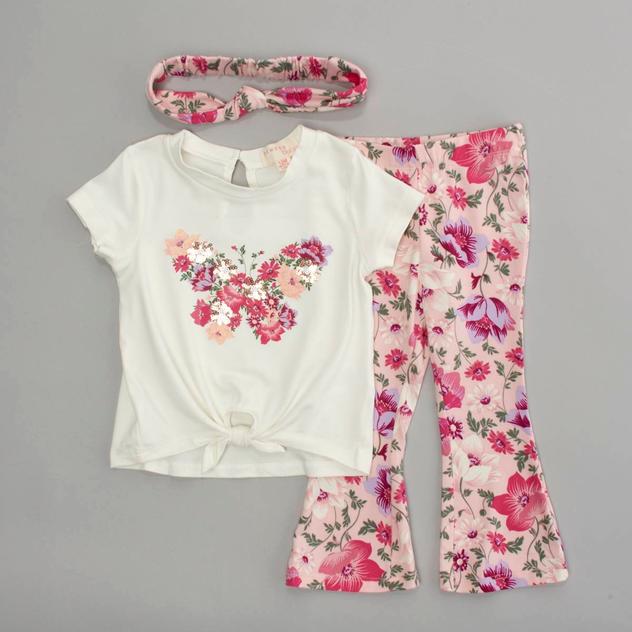 Baby Girl (12-24M) BTween® Butterfly Top & Flare Leggings Set