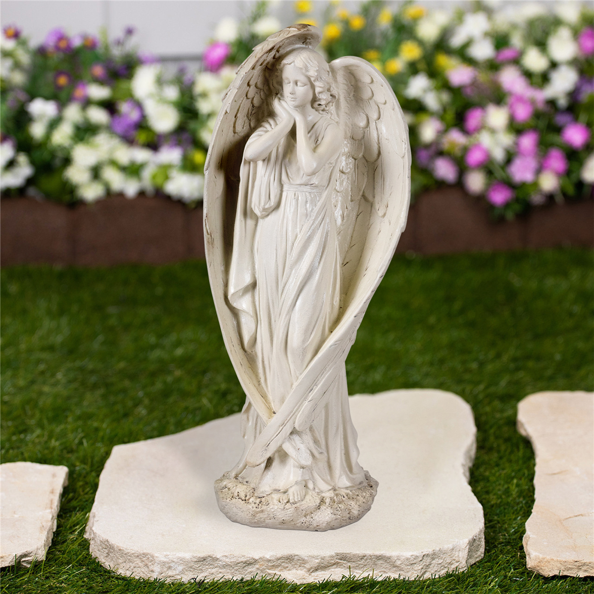 Northlight Standing Angel with Wings Outdoor Garden Statue