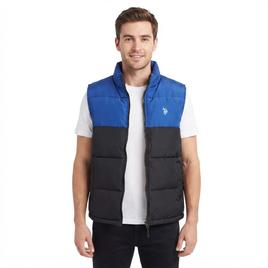 Mens U.S. Polo Assn.(R) Color Block Puffer Vest - Blue/Black