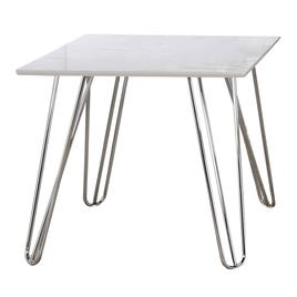 Coaster Hairpin Leg Square End Table - White and Chrome