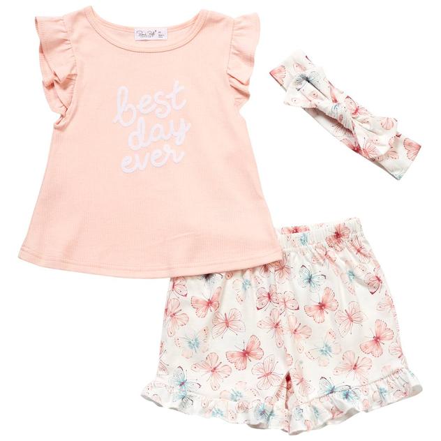 Toddler Girl René Rofé® 3pc. Best Day Ever Butterfly Shorts Set