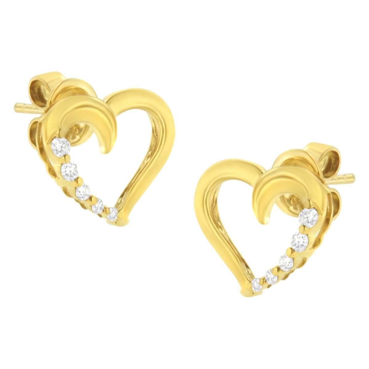 Haus of Brilliance 14kt. Gold 1/8ctw. Diamond Heart Earrings