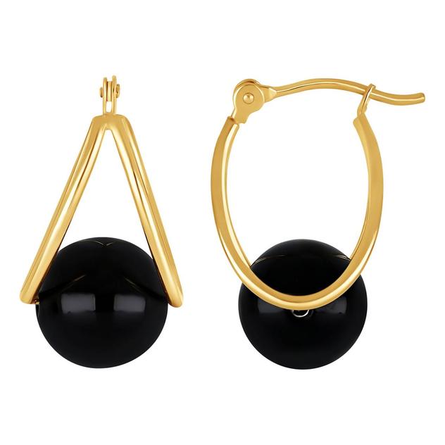 10kt. Yellow Gold & Black Onyx Captured Double Hoop Earrings