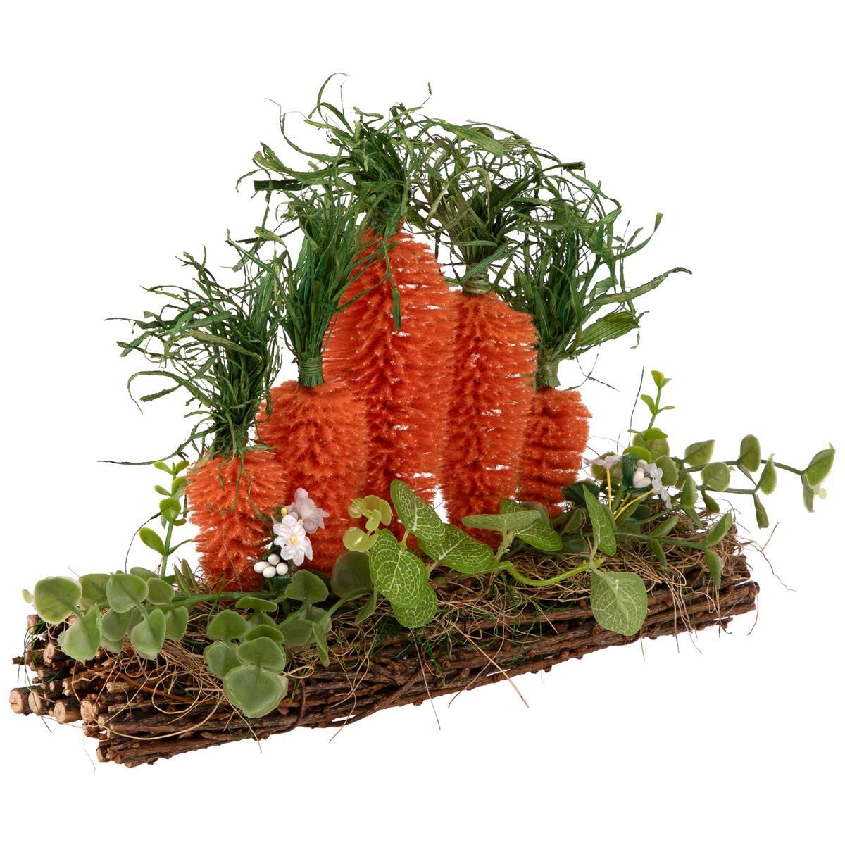 Northlight Seasonal Standing Carrots on Log Easter Décor