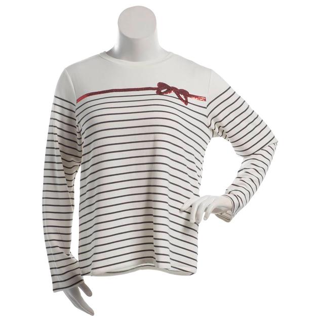 Plus Size Emily Daniels Long Sleeve Stripe Bow Blouse