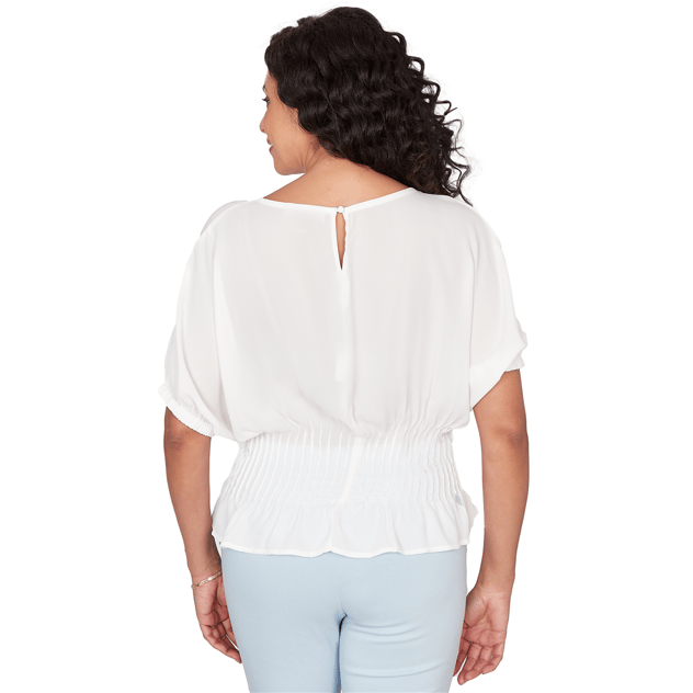 Womens Emaline Limoncello Sunrise Elbow Sleeve Pintuck Blouse