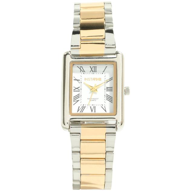 Womens Instatime Two-Tone Tank Classic Metal Band Watch - PT10196