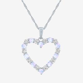Gemstone Classics(tm) Lab Created Opal & Sapphire Heart Pendant