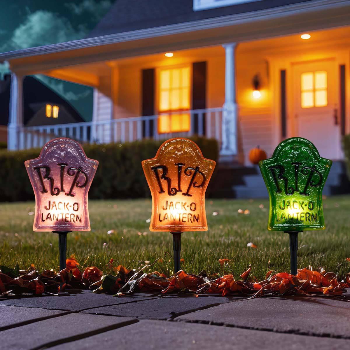 Northlight Seasonal Set of 3 Tombstone Halloween Pathway Markers