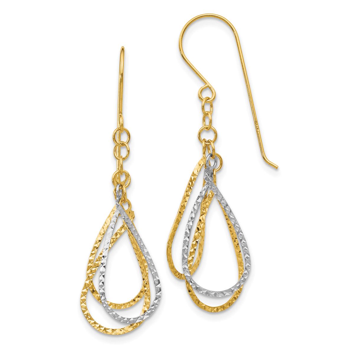 Gold Classics(tm) 14kt. Two-Tone Diamond Tear Drop Earrings