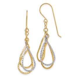 Gold Classics(tm) 14kt. Two-Tone Diamond Tear Drop Earrings