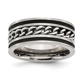 Mens Gentlemen's Classics(tm) 10mm Black Plated & Striped Band