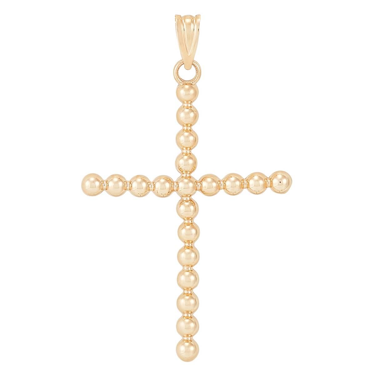 Gold Classics(tm) 10kt. Yellow Gold Polished Beaded Cross Pendant
