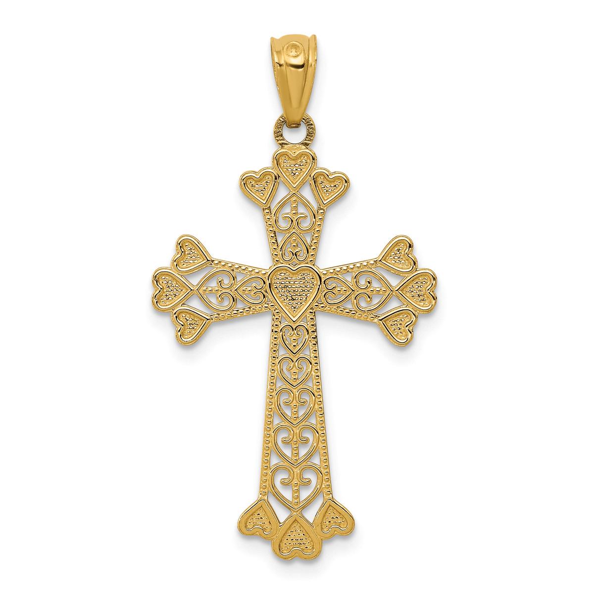 Gold Classics™ 14kt. 18in. Filigree Hearts Cross Pendant Necklace
