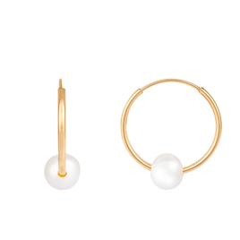 Splendid Pearls 14kt. Gold Freshwater Pearl 14mm Hoop Earrings
