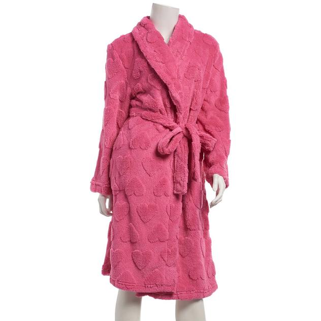 Womens Jasmine Rose Hearts Shaggy Jacquard Shawl Wrap Robe
