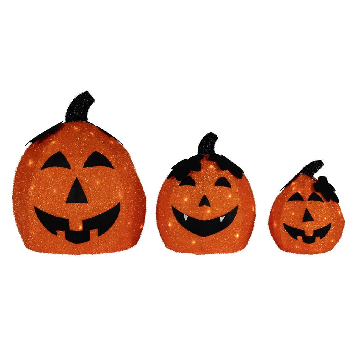 Northlight Seasonal LED Jack O'' Lantern Halloween Decor -Set of 3