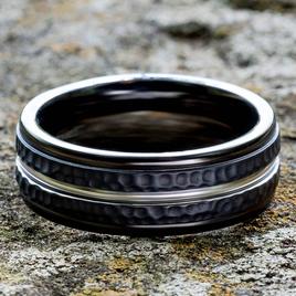 Mens Endless Affection™ 8mm Black Cobalt Hammered Wedding Band