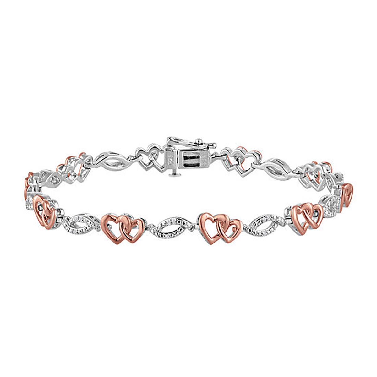 Nova Star(R) Pink Plated Silver Lab Grown Diamond Heart Bracelet