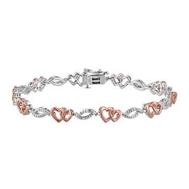 Nova Star(R) Pink Plated Silver Lab Grown Diamond Heart Bracelet