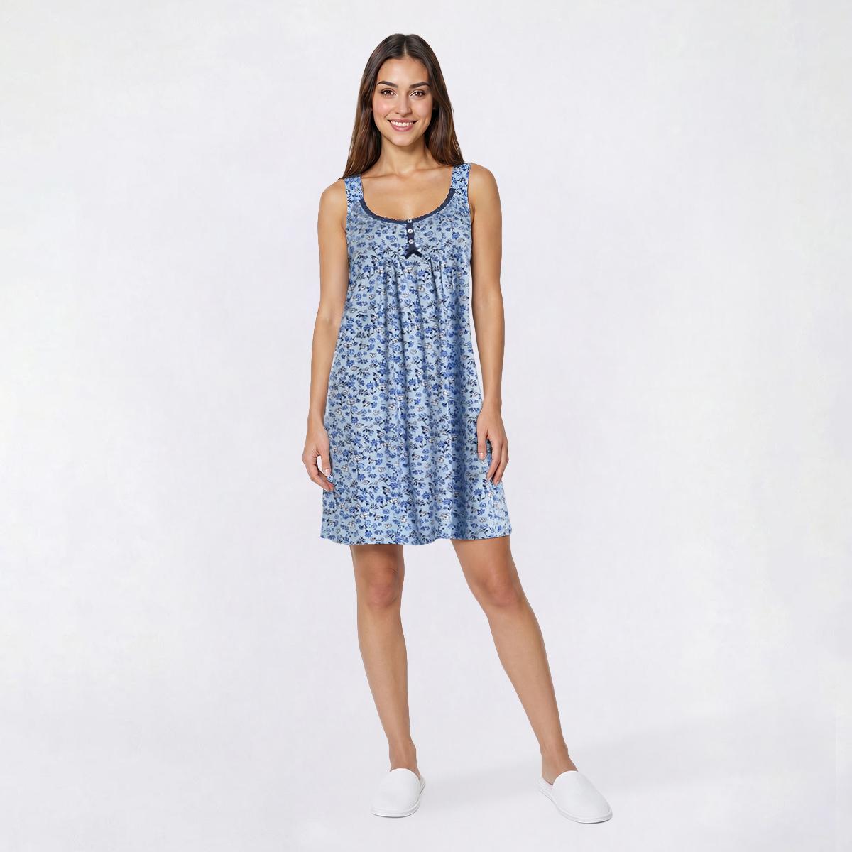 Womens Rene Rofe Sleeveless Ditsy Floral Lace Trim Henley Chemise